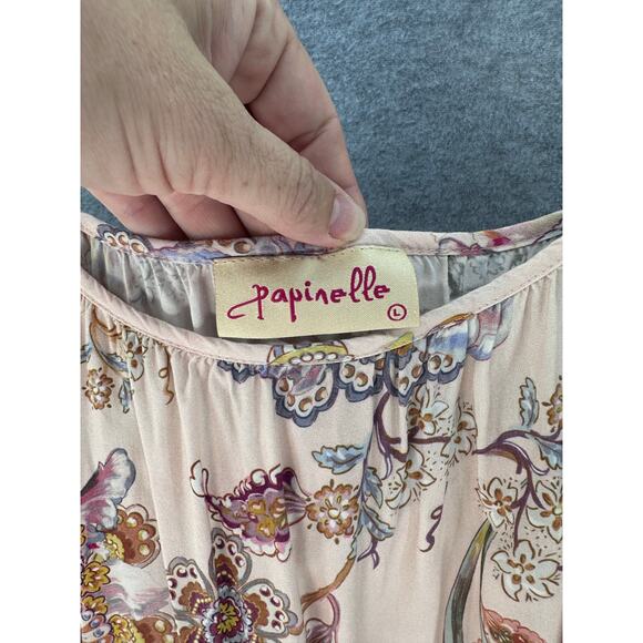 Papinelle Women’s sz L Floral Night Gown Pajamas  Soft Cozy Pockets Knee Length - Picture 7 of 13